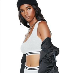 Grey striped sports bra top